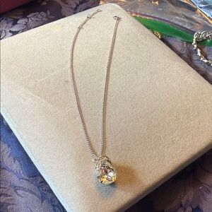 Vintage Eisenberg Elegant Teardrop Crystal Pendant Necklace Signed